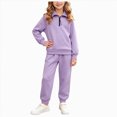thumbnail image 1 of NIEWTR Toddler Fall Winter Clothes Girl Girl Long Sleeve Set Soft Shirt Paired with Stretchy Full Length Pants Comfy Pajamas for 2T-5T Daily Loungewear(A-Purple,15 Years), 1 of 7