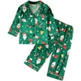 thumbnail image 1 of NIEWTR Toddler Girl Boy Christmas Pajamas Santa Claus Button 2 Piece Pajama Set Little Kids Christmas Pjs Nightgown Christmas (3-4 Years,Green), 1 of 7