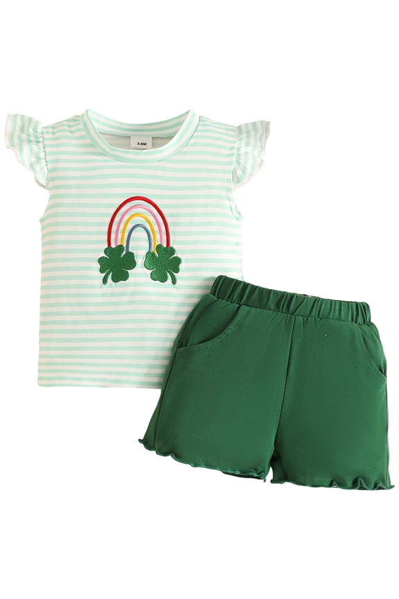 Girls Summer Outfits Girl Clothes Sleeveless Tops and Shorts Set with Pockets Size1-7 Years 2t 3t 4t 5t Baby Girl Gifts(Green,2-3 Years)