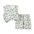 thumbnail image 1 of NIEWTR Toddler Girl Clothes, 2Pcs Baby Girl Summer Outfits Ruffle Sleeveless Shirts Floral Tops + Shorts Clothing Set 1-5T 2Pcs Summer Gift Set 12-18 Months,Green, 1 of 4