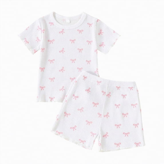 NIEWTR Toddler Girl Clothes 2Pcs Sets Floral Plaid T-Shirt & Elastic Waistband Shorts Summer Outfits for Girls(White,18-24 Months)