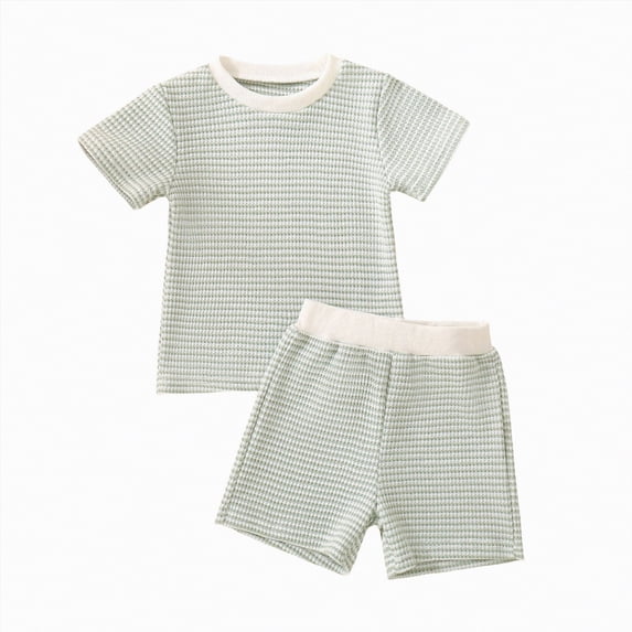 NIEWTR Toddler Girl Clothes 2Pcs Sets Short T-Shirt Tops Shorts Outfit Set Summer Outfits Set Cute Infant Outfits 12 18 24 M 1t 2t 3t 4t(Green,2-3 Years)