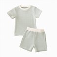 thumbnail image 1 of NIEWTR Toddler Girl Clothes 2Pcs Sets Short T-Shirt Tops Shorts Outfit Set Summer Outfits Set Cute Infant Outfits 12 18 24 M 1t 2t 3t 4t（Green,6-12 Months), 1 of 4