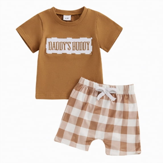 NIEWTR Toddler Girl Clothes 2Pcs Sets Toddler Short T-Shirt Tops Shorts Outfit Set Short Sleeve Rainbow Print T-Shirt and Solid Color Shorts 2-Piece 6M-4T(Brown,18-24M)