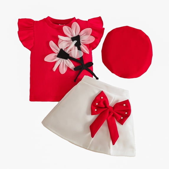 NIEWTR Toddler Girl Clothes Summer Outfits, Sleeveless Ruffle Hem Tank Top + Shorts 2Pcs Cute Baby Girls Clothing Set 1-5T 2Pcs Summer Gift Set 9-12 Months,Red