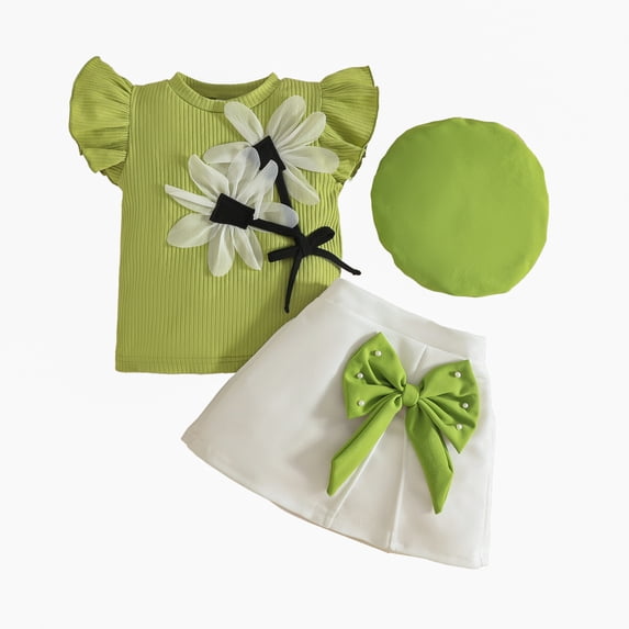 NIEWTR Toddler Girl Clothes Summer Outfits, Sleeveless Ruffle Hem Tank Top + Shorts 2Pcs Cute Baby Girls Clothing Set 1-5T 2Pcs Summer Gift Set 9-12 Months,Green