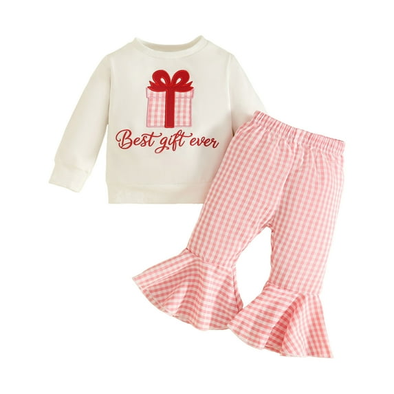 NIEWTR Toddler Girl Pajamas Sets Girls Christmas Pajamas Long Sleeve Cotton PJs Two Piece Kids Sleepwear Xmas Set (2-3 Years,Pink)