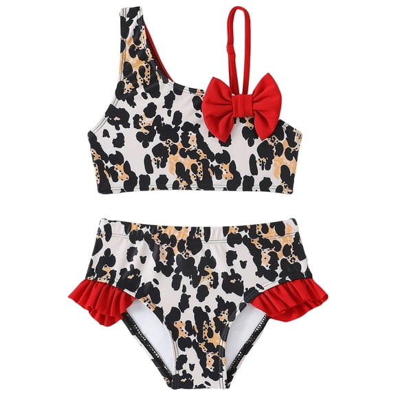 NIEWTR Toddler Girl Swimsuit Color Block With Ruffled Sleeve Straps Swimwear Bathing Suit For Baby Girl Swimwear Beach Bathing Suit for Summer Vacation 3-4 Years Black