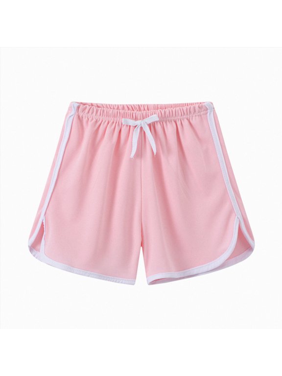 Toddler Girls Athletic Shorts 0-24Monthes 2T 3T 4T 5T 6T Children Summer Clothes Sweat Shorts Casual Summer Elastic Waist Soft Cotton Lounge Shorts(A-Pink,4 Year)