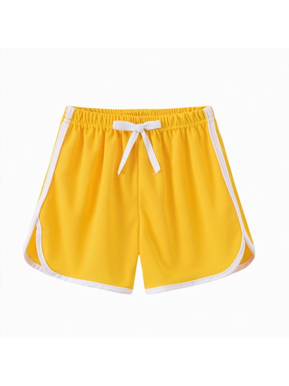 Toddler Girls Athletic Shorts 0-24Monthes 2T 3T 4T 5T 6T Children Summer Clothes Sweat Shorts Casual Summer Elastic Waist Soft Cotton Lounge Shorts(A-Yellow,4 Year)