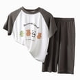 thumbnail image 1 of NIEWTR Toddler Girls Boys 2Pcs Summer Outfit Short Sleeve Tee & Pull-on Shorts Soft Breathable Pajamas Set for 2T 3T 4T Daily Loungewear(A-Light Gray,3-4 Years), 1 of 6