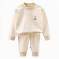 thumbnail image 1 of NIEWTR Toddler Girls Cotton Pajamas 2Pcs Sets 0-24M 2T 3T 4T 5T 6T Long Sleeve Crewneck Tops and Elastic Waist Pants Cartoon Sleepwear Snug Fit Pajama Set(A-Khaki,100), 1 of 7