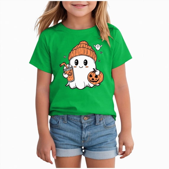NIEWTR Toddler Girls Halloween T-Shirt Cute Cartoon Ghost Short Sleeve T Shirt Halloween T-Shirt Gift for Boys Girls Children(12-18 Months)