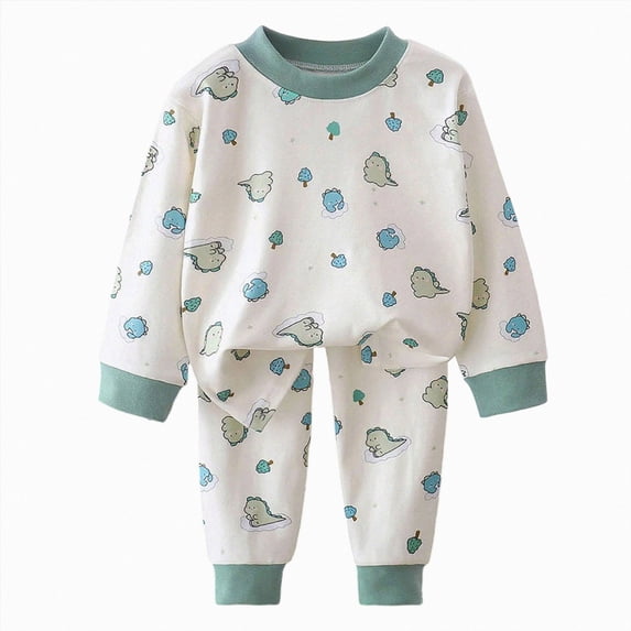 NIEWTR Toddler Girls Pajamas 2T 3T 4T 5T 6T 2-Piece Outfits Kids Pjs Set Soft Stretchy Long Sleeve Top and Pants Children's Gift Loungewear 2pcs Sleepwear Set(A-Green,12-24 Months)