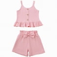 thumbnail image 1 of NIEWTR Toddler Girls Short Sets Kids Cute Ruffle sleeveless Tops and Casual Shorts Girls Summer 2 Piece Outfits Clothes(Pink,3-4 Years), 1 of 3