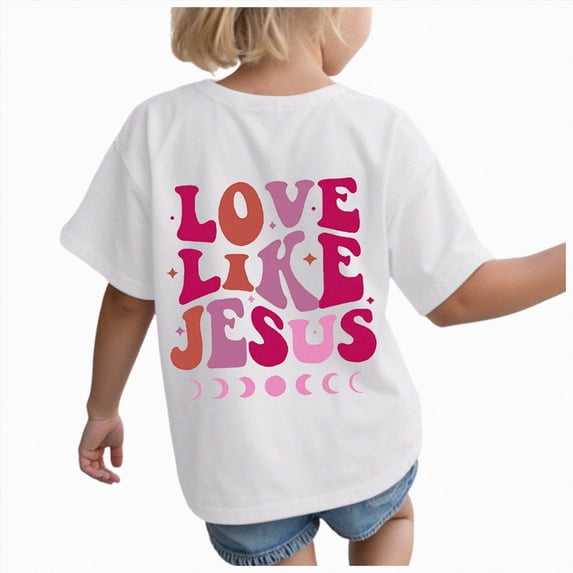 NIEWTR Toddler Girls Short Sleeve T-shirts Graphic Tee Shirt for Girls Crew Neck Soft Loose Childrens Spring Tops,