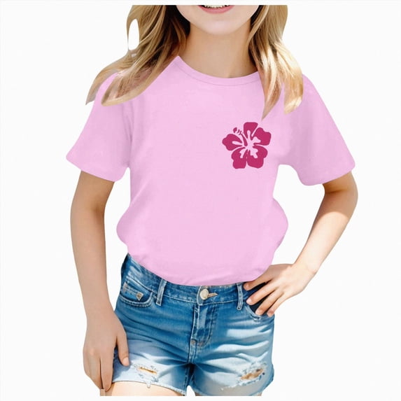 NIEWTR Toddler Girls T-Shirts Cute Printed Crew Neck Short Sleeve Tee Shirts Summer Soft Daily Outdoor Streetwear Casual Tees Tops,