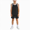 thumbnail image 1 of NIEWTR Toddler Kids Athletic Summer Outfits Active Set Boys 2 Piece Set Children Gift Set Lightweight Crew Neck Tee & Pull On Shorts 3T-10T(A-Black,2-3 Years), 1 of 9