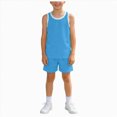 thumbnail image 1 of NIEWTR Toddler Kids Athletic Summer Outfits Active Set Boys 2 Piece Set Children Gift Set Lightweight Crew Neck Tee & Pull On Shorts 3T-10T(A-Blue,7-8 Years), 1 of 6