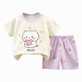 thumbnail image 1 of NIEWTR Toddler Kids Baby Boy Summer Clothes Girl Pajamas 2T 3T 4T 5T Vehicles Letter Print Short Sleeve Tops Shorts Outfits 2Pcs Pjs Snug Fit Sleepwear(A-Light Purple,6-12 Months), 1 of 4