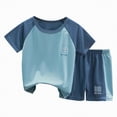 thumbnail image 1 of NIEWTR Toddler Kids Baby Boy Summer Clothes Sets 1T 2T 3T 4T 5T Letter Print Short Sleeve Tops Elastic Shorts Outfits Casual Outfit Set(BU2,9-10 Years), 1 of 4