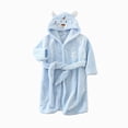 thumbnail image 1 of NIEWTR Toddler Kids Baby Boys Girls Printed Bathrobes Hooded Warm Flannel Night Robe Sleepwear Cute Warm Pajamas Robe Child Sleepwear Homewear Pjs(B-Blue,5-6 Years), 1 of 4