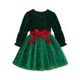 thumbnail image 1 of NIEWTR Toddler Kids Baby Girls Christmas Dress Fashion Cute Solid Color Long Sleeves Princess Dress Kids Party Dresses Fall Winter 2024 Cake Dresses Cake Dresses(Green,1-2 Years), 1 of 9