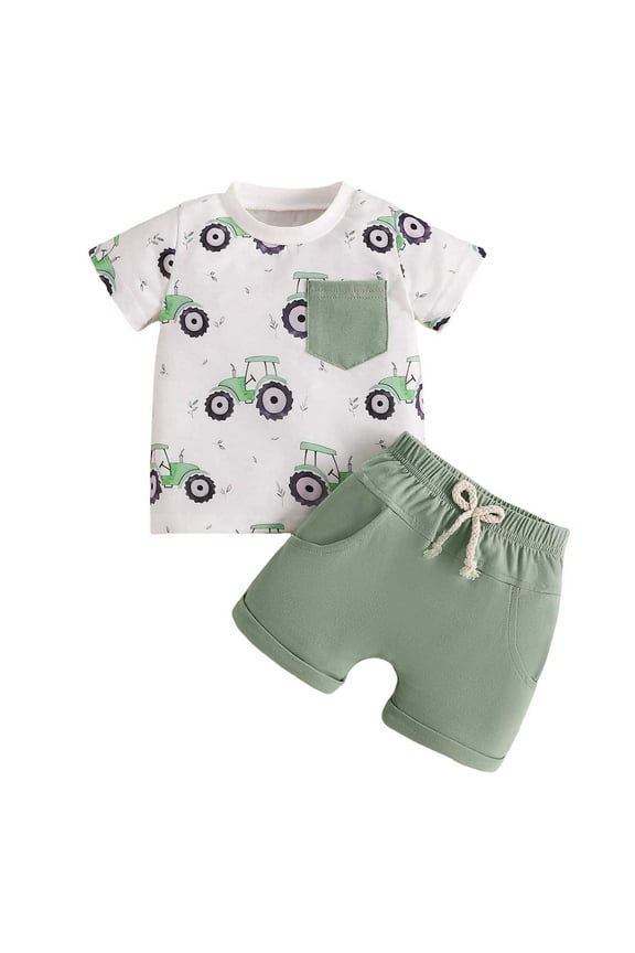 Toddler Kids Boy Shorts Clothing Set 0 6 12 18 24 Months 4TShort Sleeve Round Neck T-Shirt with Solid Shorts 2Pcs Outfit For 18-24 Months 2t 3t 4t 5t 6t Pajamas & Dailywear Set ,2-3 Years