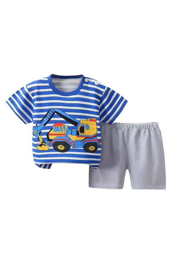 Toddler Kids Boys Summer Short Sleeve Dinosaur T Shirts Tops Shorts Set 2 To 7 Years Outfits for Big Boys For 18-24 Months 2t 3t 4t 5t 6t Children's Day Gift 2PCS Set ,9-18 Months