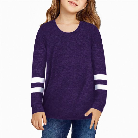 NIEWTR Toddler Kids Fall Sweatshirt 2t 3t 4t 5t 6t 7tGirls Soft Comfy Pullover Tops Long Sleeve Crewneck Solid Tee Shirt Winter(A-Purple,4-5 Years)