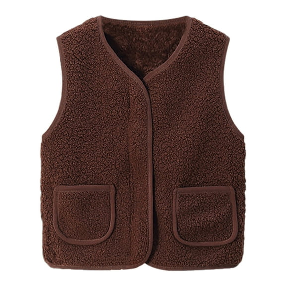 NIEWTR Toddler Kids Jacket Toddler Boys Girls Vest Waistcoat Thick Coat Zipper Closure Sleeveless Jackets Outerwear(5-6 Years,Z02-Coffee)