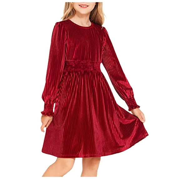 NIEWTR Toddler Girl Christmas Dress Little Girl Long Sleeve Ruffled Velvet Top Tulle Dress Special Occasion Dress Layered Tulle Dress 2-13Y Vintage Dresses(Red,12-13 Years)