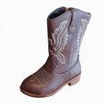 thumbnail image 1 of NIEWTR Toddler Little Girls Cowboy Cowgirl Boots Kids Pointed Toe Western Boots Mid Calf Side Zipper Riding Shoes for All Seasons(A-Brown,11.5), 1 of 8