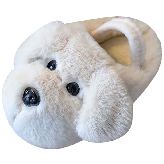 NIEWTR Toddler Little Girls Winter Home Slippers Fluffy Fuzzy Cartoon Animal Warm Plush Slip-on House Shoes(A-White,11.5)