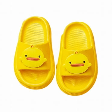 NIEWTR Toddler Little Kids Beach/Pool/Shower Slides/Anti-Skid Home Bath Slippers/Cute Summer Outdoor Shoes for Girls and Boys(2-3 Years,A07-Yellow)