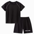 thumbnail image 1 of NIEWTR Toddler Outfits for Boys 2T 3T 4T 5T Boys Active Shorts Set - Comfortable 2 Piece T-shirt & Mesh Shorts Summer Outfit for Kids(A-Black,10-11 Years), 1 of 4