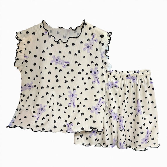 NIEWTR Toddler Pajamas Set 2 Pieces Short Sleeve Shirt & Elastic Waist Shorts Soft Loungewear for Boy Girl 2T 3T 4T 5T Casual(A-Purple,3-6 Months)