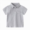 thumbnail image 1 of NIEWTR Toddler School Uniform Baby Boys Polo Short Sleeve T-Shirts Cotton Solid Color & Print Button Down Soft Fabric for Daily(A-Grey,2-3 Years), 1 of 4