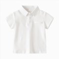 thumbnail image 1 of NIEWTR Toddler School Uniform Baby Boys Polo Short Sleeve T-Shirts Cotton Solid Color & Print Button Down Soft Fabric for Daily(A-White,12-18 Months), 1 of 4
