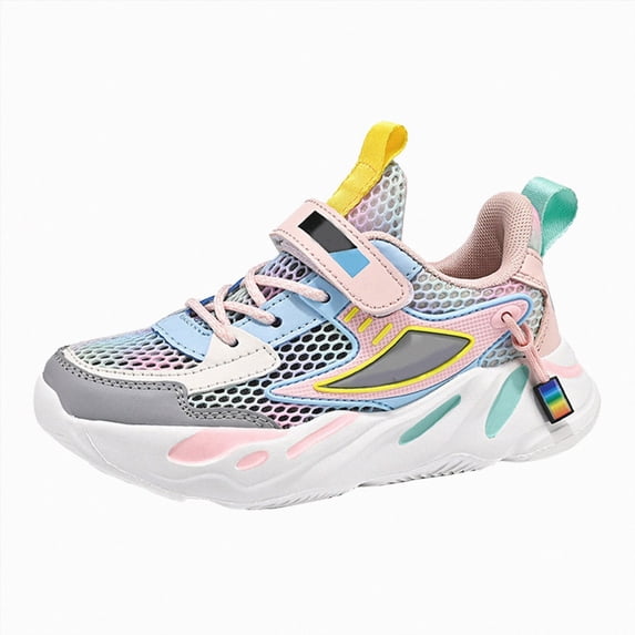 NIEWTR Toddler Shoes Kids Breathable Sneakers Mesh Lightweight Easy Walk Casual Sport Strap Athletic Running Shoes for Girls(A-Light Pink,2.5)