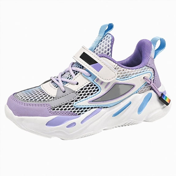 NIEWTR Toddler Shoes Kids Breathable Sneakers Mesh Lightweight Easy Walk Casual Sport Strap Athletic Running Shoes for Girls(A-Purple,13)