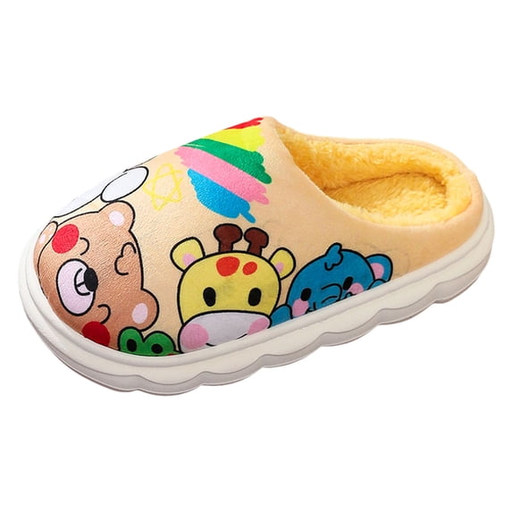 NIEWTR Toddler Slippers Boys Girls with Memory Foam Lined Cartoon Cute Animals Slip on House Bedroom Slippers Soft Winter Warm Indoor Slippers Outdoor Baby Girl Gifts(A-Light Yellow,26)