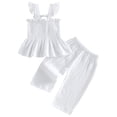 thumbnail image 1 of NIEWTR Toddler Summer Outfits Baby Girls Cute 2-piece Set Short Sleeve Round Neck Blouses Printing Short Pants 2Pcs Summer Beach Outfits 4-5 Years,White, 1 of 6