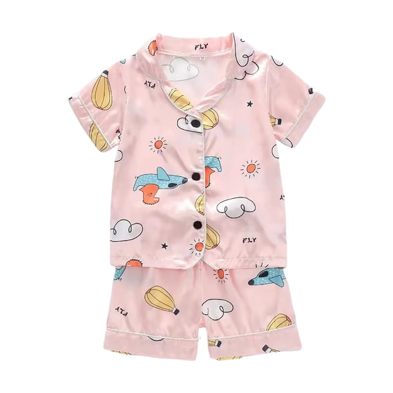 NIEWTR Toddler Boys Girls Clothes Set Short Sleeve T-shirt Top Pocket Elastic Shorts 2Pcs Outfits Cartoon Print 2PCS Set For 18-24 Months 2t 3t 4t 5t 6t Children's Day Gift 2PCS Set ,3-4 Years