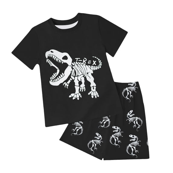 NIEWTR Toddler Summer Pajamas Set For 5-6 Years Toddler Kids Boys Dinosaur Print Tank Tops Elastic Shorts Pants Set Cartoon Print Summer Dailywear Set