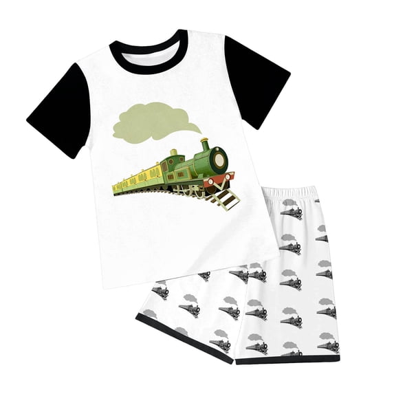 NIEWTR Toddler Summer Pjs Outfit For 2-3 Years Outfit Toddler Boy Summer Short Sleeves T-Shirt Tank Tops Elastic Shorts Set 2Pcs 2PCS Set Dailywear Set