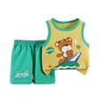thumbnail image 1 of NIEWTR Toddler Summer Pjs Outfit For 3-9 Months Outfit Kids Toddler Boy GirlsShort Sleeves T Shirt Elastic Casual Elastic Shorts Set 2PCS Outfit Summer Dailywear Set, 1 of 3