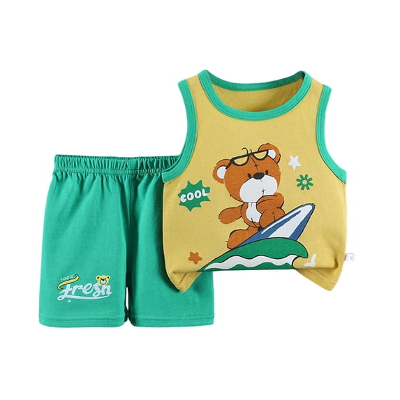 NIEWTR Toddler Summer Pjs Outfit For 3-9 Months Outfit Kids Toddler Boy GirlsShort Sleeves T Shirt Elastic Casual Elastic Shorts Set 2PCS Outfit Summer Dailywear Set