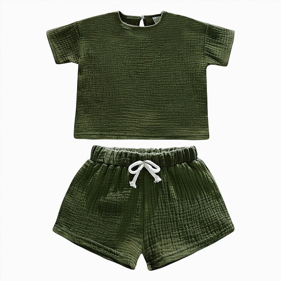 NIEWTR Toddler Summer Set 2-Piece Short Sleeve Crewneck Top & Pull-on Shorts Breathable Pajamas for Boy Girl 2T 3T 4T 5T Loungewear(A-AG,2-3 Years)
