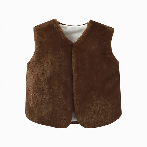 NIEWTR Toddler Vest Boys Girls Fleece Vest Kids Fall Winter Clothes Boy Sleeveless Jacket Athletic Coat(B-Brown,6-12 Months)